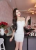 Váy crop top 2018 mới hộp đêm thời trang gợi cảm của phụ nữ bó sát túi ngực ôm sát đáy váy ngắn váy chiết eo Váy eo cao