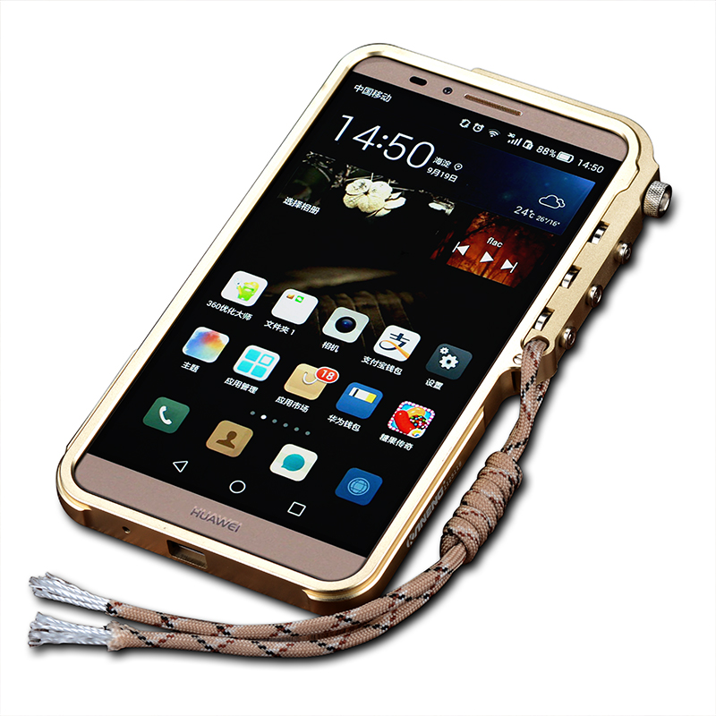 KANENG Mechanical Arm Trigger Aluminum Bumper Metal Frame Case Cover for Huawei Mate 7