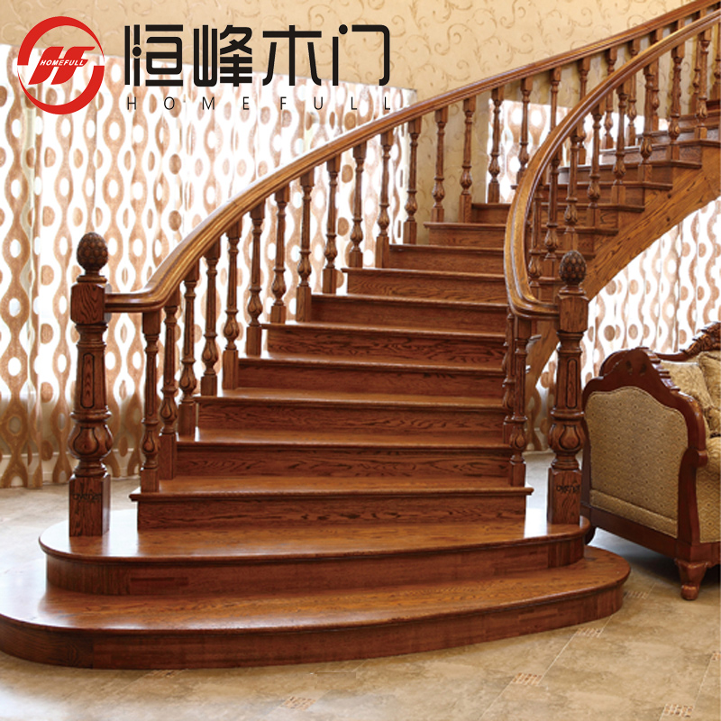 Hengfeng home whole solid wood stairs Paint stairs Stairs columns Stairs guardrail handrail customization