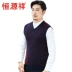 Áo len nam Hengyuanxiang vest v-cổ set cha trung niên mặc áo len không tay nam áo len nam - Kéo qua Kéo qua