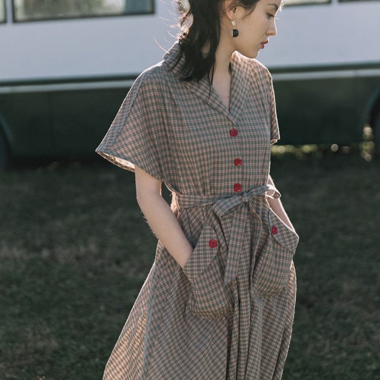 70S French Retro Pure Cotton Dress, 80S Nostalgic Clothing, Vintage Hong Kong Style Women's Summer Wear