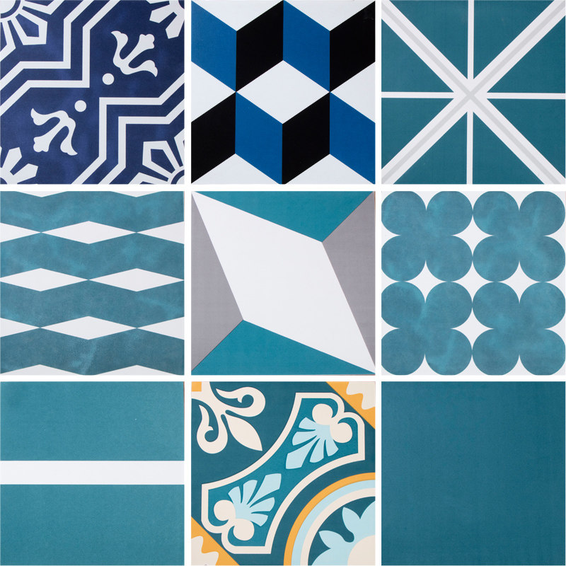 Nordic color small tiles 300 background wall tiles retro powder room flowers Kitchen balcony non-slip wear-resistant floor tiles