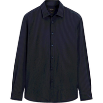 Autumn and winter new Massimo Dutti mens clothing 2024 new smart commuting style pure cotton dark blue striped long-sleeved shirt 00105381401
