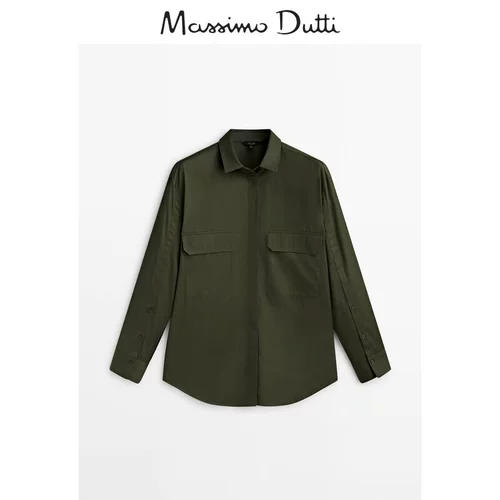 Massimo Dutti, демисезонный хлопковый лонгслив для отдыха, рубашка, французский стиль