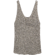 New season special offer MassimoDutti2024 womens casual lazy style relaxed mid-length contrasting color knitted suspender sleeveless T-shirt 05761640830
