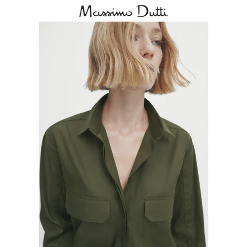 Massimo Dutti, демисезонный хлопковый лонгслив для отдыха, рубашка, французский стиль