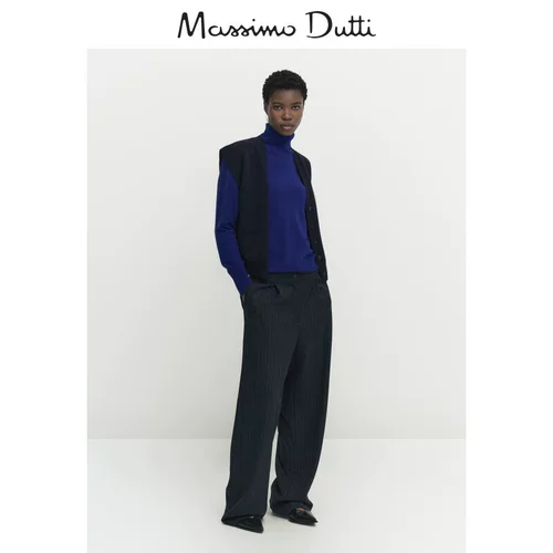 Massimo Dutti, минималистичный шерстяной трикотажный свитер, 2023