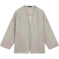 Spring and summer new product MassimoDutti2024 womens French minimalist elegant literary commuting style light and elegant V-neck long-sleeved shirt 05138944526