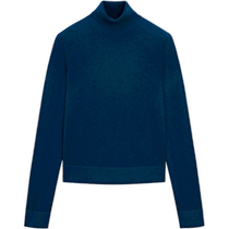 Autumn and winter new Massimo Dutti 2024 womens blue simple slim bottoming turtleneck sweater long-sleeved sweater 05646518442