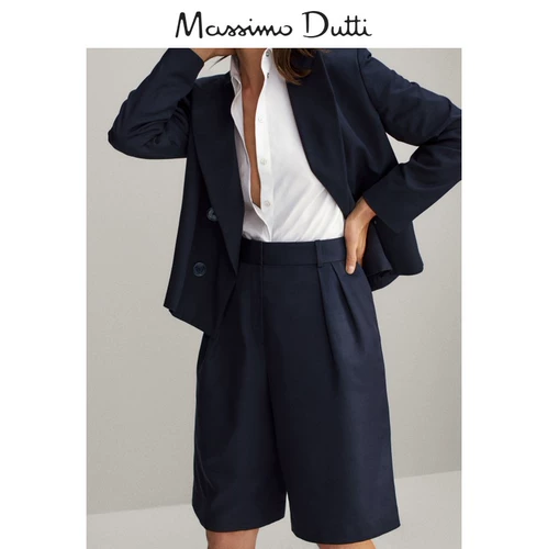 Massimo Dutti Женские флоты синие плиссированные шорты 05031931401