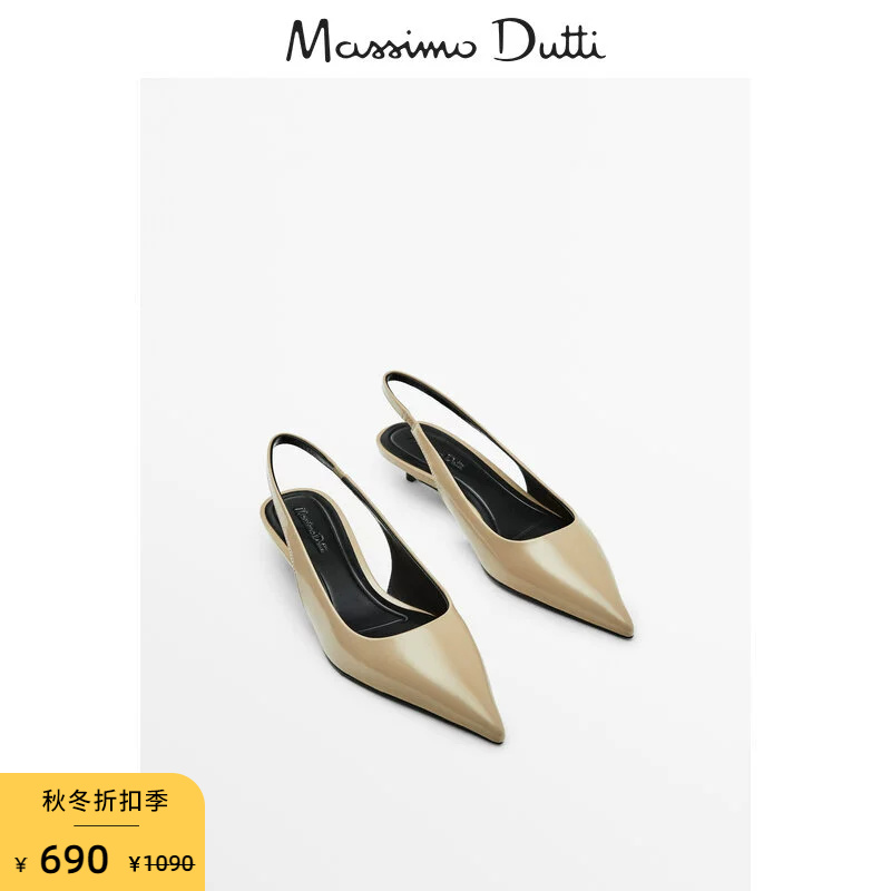 Discount season Massimo Dutti women shoes 2023 fall new light hump style pointed dew heel high heel shoes 11466250713-Taobao