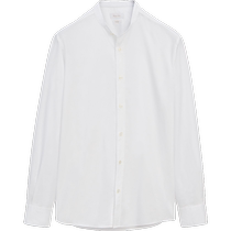 New Season Special MassimoDutti Mens 2024 New Casual Commuting Style White Skin Friendly Cotton Stand Collar Long Sleeve Shirt 00100362250
