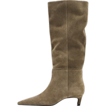 Massimo Dutti Womens Shoes 2024 Winter New Style Pointed Retro Suede Genuine Leather High Heel Boots 11002550131