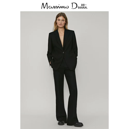Massimo Dutti, дизайнерский черный шерстяной фланелевый костюм