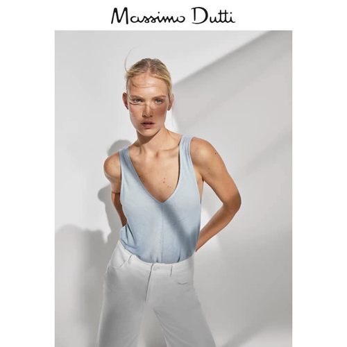 Massimo Dutti, летняя футболка без рукавов, цветная майка, V-образный вырез