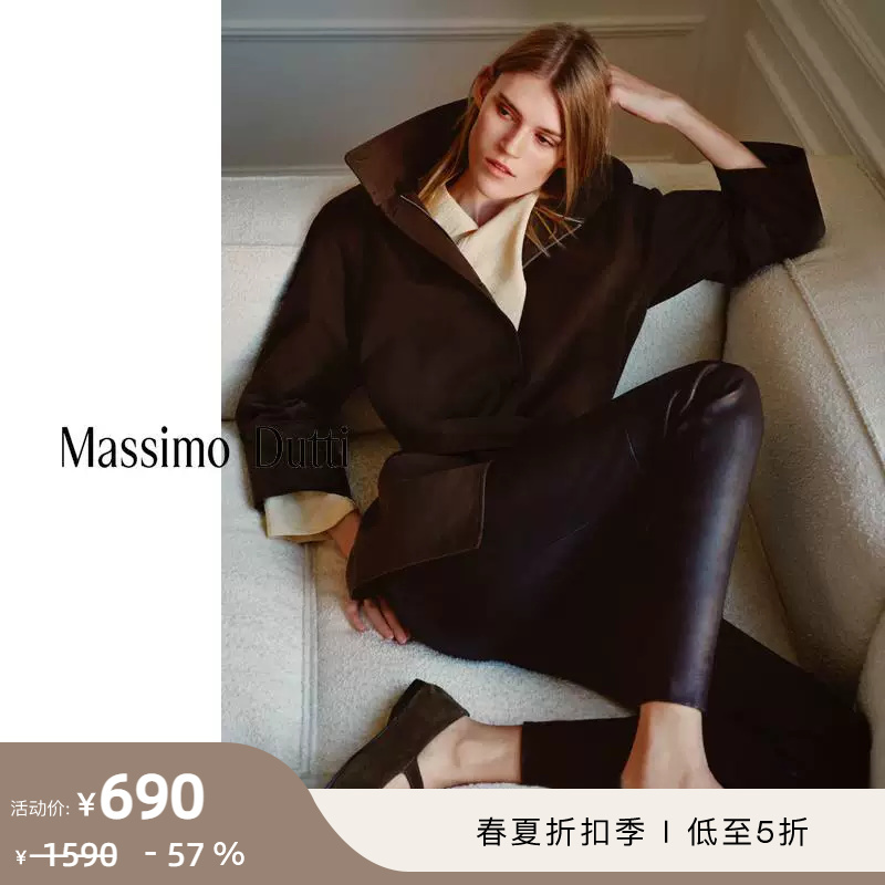 Discount Season Massimo Dutti Women's Clothing 2026 Spring/Summer New Urban Commuter Style Mid-Length Belted High-Neck Trench Coat 06707702717