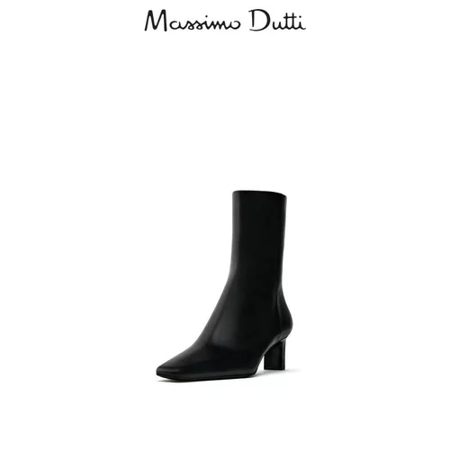 Massimo Dutti, летние туфли, высокие короткие сапоги, из натуральной кожи