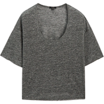 Discount Season Massimo Dutti Womens Clothing 2024 Summer New Basics Lightweight Pure Linen U-neck Short Sleeve T-Shirt 06238522801