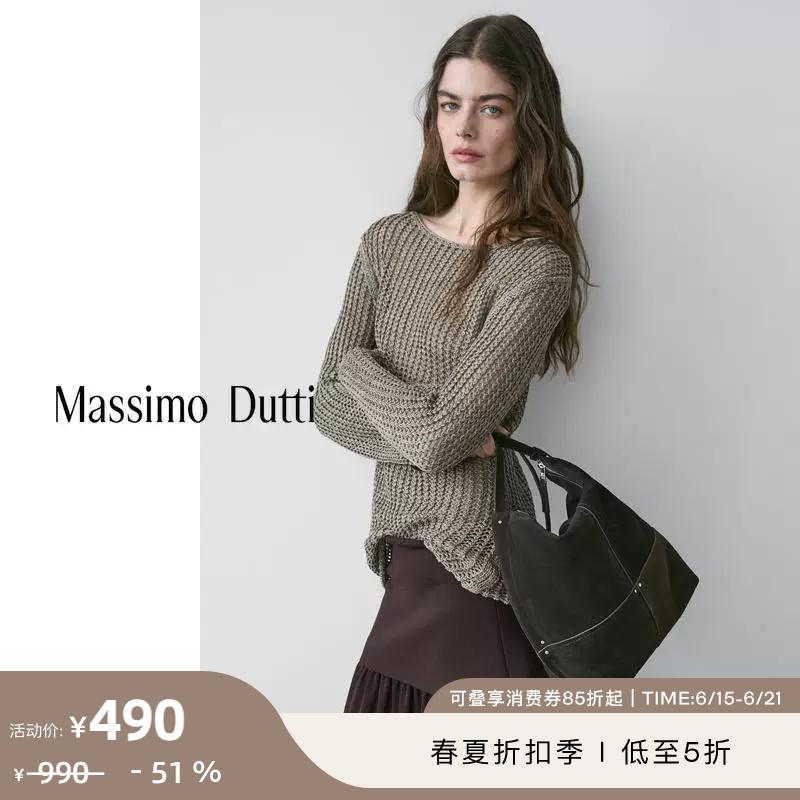 Discount Season Massimo Dutti Women's Clothing 2026 Spring/Summer New Stylish and Relaxed Hollow-Out Design Long-Sleeve Knit Sweater 05679564916