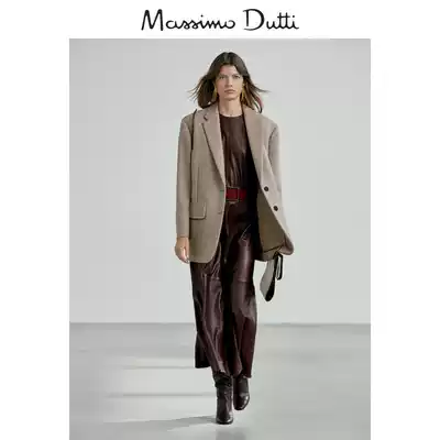 Limited Series Massimo Dutti Women Plus Size Wool Blazer-06044555710