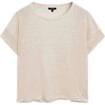 New Season Special Massimo Dutti Womens Clothing 2024 Summer New Basics Thin Transparent Linen Short Version Round Neck Short Sleeve T-Shirt 06228933720