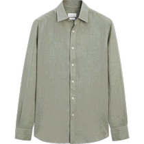 New Season Special Massimo Dutti Mens Clothing 2024 Summer New Casual Intelligent Linen Striped Long Sleeve Shirt 00187369529