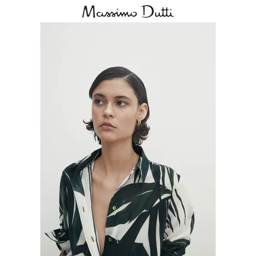 Massimo Dutti 2023 Женские каникулы, Печатная печать пальмовых рубашек 05127823500