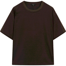 New Season Special MassimoDutti Womens Clothing 2024 Summer New Basic Model Versatile Brown Round Neck Drop Shoulder Short Sleeve T-Shirt 06847220700