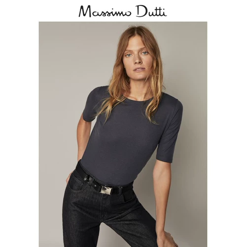 Весна и летняя скидка Massimo Dutti Женская одежда, такая же халат, круглое, леди, отдых Top T -Fort 06821542818