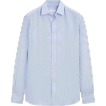 Summer new MassimoDutti mens 2024 new casual urban commuting style blue striped pure linen long-sleeved shirt 00183366403