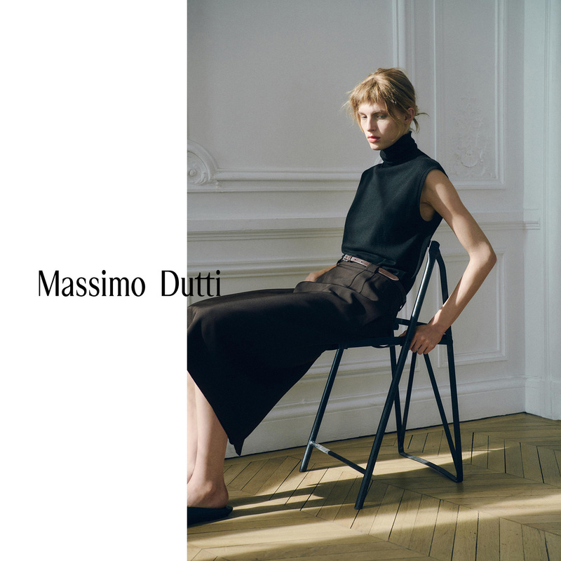 Summer New Style Massimo Dutti 2026 Women's High-Neck Asymmetrical Hem Black Knitted Sleeveless Top 05718577800