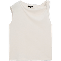 Summer new MassimoDutti2024 womens white minimalist design slim fit and skin-friendly pure cotton slope collar off-shoulder T-shirt top 06804146250