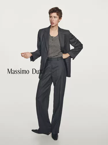 Осенне-зимний новый стиль женской одежды MassimoDutti2025, легкий и утонченный темперамент, стиль для поездок на работу, высококачественные фланелевые брюки из чистой шерсти 05067716802
