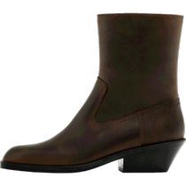 Massimo Dutti Womens Shoes 2024 Autumn New Brown Square Toe High Heel Short Boots 11134350700