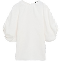 Early Autumn New Massimo Dutti 2024 Womens Clothing Thousand Gold Wind Cool White Noise Wind Puff Sleeve Round Neck Long Sleeve Dress 06612622250