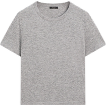 Early autumn new MassimoDutti2024 womens basic gray American casual right shoulder round neck short-sleeved thin sweater T-shirt 05615516811