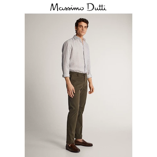 В конце сезона скидка скидки Massimo Dutti's Men's Cotton -Clock -Clock -Clim -громкие брюки 00006106500