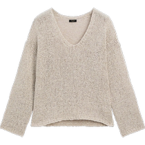 Early autumn new Massimo Dutti 2024 womens clothing casual minimalist lazy style relaxed light V-neck knitted sweater 05757990746