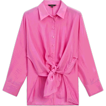 New product special offer MassimoDutti2024 womens casual pink design high-end pure silk mid-length shirt 05126503902