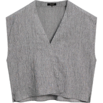Summer new MassimoDutti2024 womens French gray gray smart commuting style minimalist style V-neck flying sleeve shirt 05187673802
