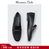Autumn Winter Discount Massimo Dutti Women's Shoes Horseshoe Buckle Design Leather Loafers 11552852800