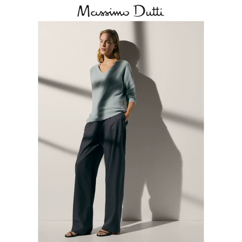 Massimo Dutti, демисезонный кашемировый высококачественный трикотажный свитер, 2020, V-образный вырез