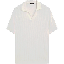 Summer new MassimoDutti mens 2024 new simple urban commuting style off-white ribbed cotton and linen short-sleeved Polo shirt 00929349712