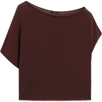 Summer new Massimo Dutti 2024 womens clothing minimalist style dark red design short off-shoulder sweater 05603525555
