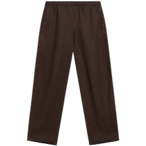 Early autumn new style MassimoDutti2024 womens casual retro brown pure linen lantern version elastic waist trousers 05048953717