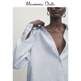 Летняя новая мастерская 20124 Женская одежда Sky Blue French French Leisure, прилежный, легкий, чистый льняной длинные рукава