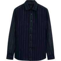 Summer new MassimoDutti mens 2024 new casual commuting style standard version pure linen pinstripe long-sleeved shirt 00141732401