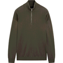 Early autumn new MassimoDutti mens 2024 new casual simple dark green high collar zipper collar long-sleeved sweater sweater 00971350551