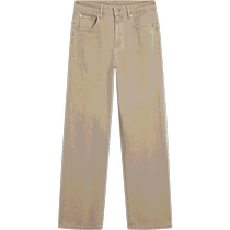 New spring and summer products Massimo Dutti 2024 womens clothing Maillard light brown casual version versatile mid-waist straight denim trousers 05073803710