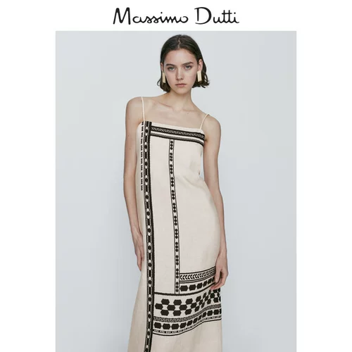 Massimo Dutti Летнее элегантное дизайнерское платье, коллекция 2023, городской стиль, длина миди